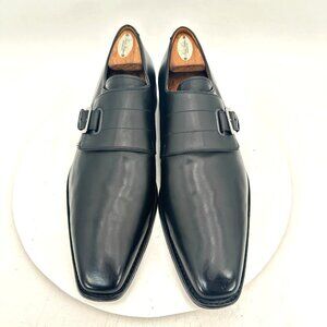 Paraboot Men UK 8.5 H US 9.5 Black Leather Buckle Single Monk Strap Dress Shoes